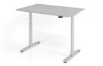 Sitz-Stehbürotisch Tischplatte grau / Stahlgestell weiß