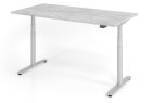Sitz-Stehbürotisch Tischplatte Beton-Optik / Stahlgestell silber