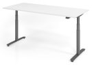 Sitz-Stehschreibtisch 180 x 80 cm Tischplatte weiß T-Fuß-Stahlgestell graphit