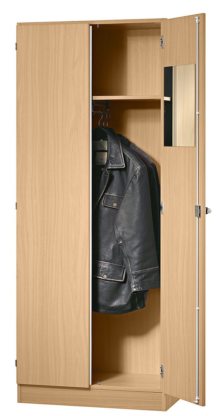 Abschließbarer Büro-Garderobenschrank in Buche-Holzd-Dekor