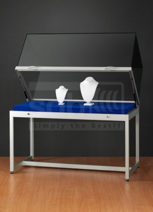 stabile Tischvitrine mit Glashaube (Höhe = 45 cm) und Gasdruckfedern