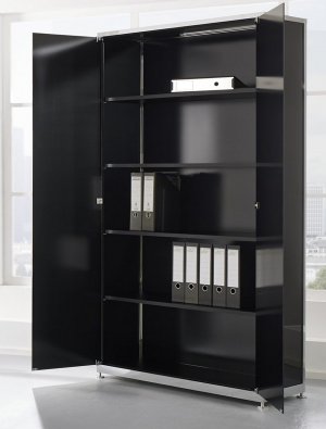 hochwertiger Chefzimmer-Büroschrank aus Schwarzglas