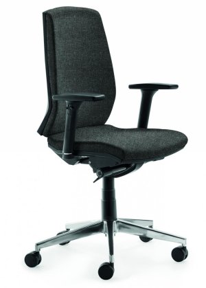 Schreibtischstuhl mit einem ergonomisch geformten Polstersitz und extra hohen Rückenlehne