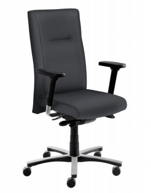 komfortabler Schreibtischstuhl mit Echt-Leder-Sitzbezug anthrazit
