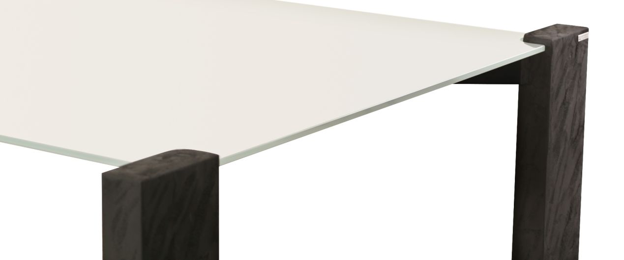 Esstisch Glastischplatte weiß Tischbeine Schieferoptik