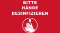 Hinweis-Fußmatte Hände desinfizieren