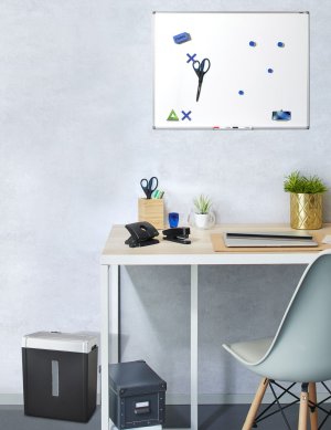 Bürohelfer-Set für Home-Office mit Locher, Heftgerät, Schere, Whiteboard, Aktenvernichter