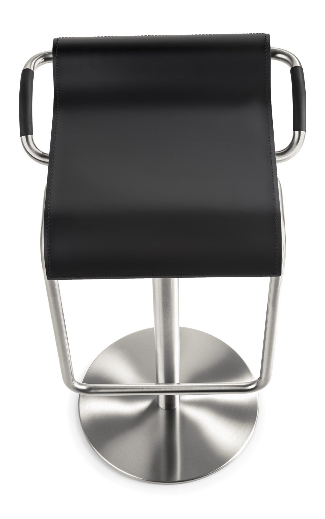 Barhocker Echt-Leder-Sitz schwarz ohne Rückenlehne