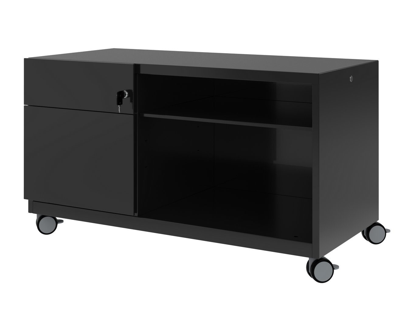 mobiler Schreibtisch-Metallcontainer schwarz großer Stauraum