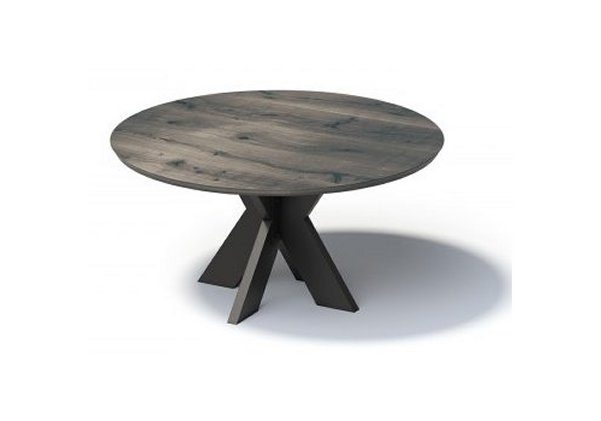 runder Tisch Durchmesser = 120 cm mit Eiche-Massivhohlz-Tischplatte in schiefergrau