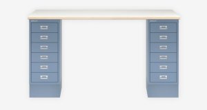 kleiner Homeoffice-Schreibtisch (105 x 60 cm) mit zwei Untertisch-Schubladenschränke