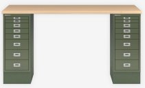 Schreibtisch mit 2 Schreibtischcontainer als Tichbeine