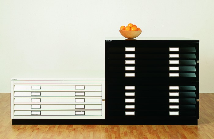 DIN A0-Planschrank "P-463" reinweiß mit 5 abschließbaren Schubladen