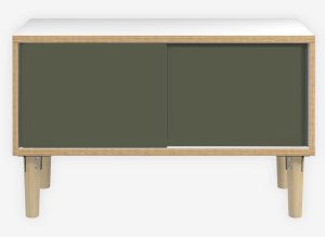 modernes preiswertes Büro-Sideboard  olivgrünen Schiebetüren aus Stahl Massivholz-Standbeine