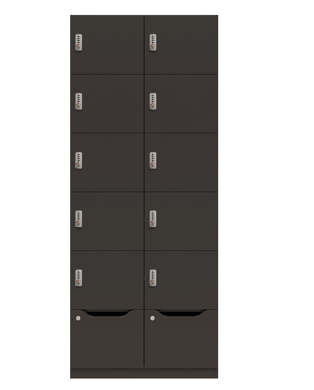 schwarzer Schließfachschrank 10 Schließfächer mit Zahlenschlösser