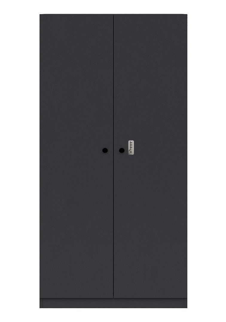 kohlenschwarzer Büroschrank mit Zahlenschloss abschließbare Soft-Close-Flügeltüren