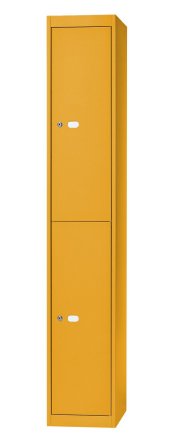 gelb lackierter Schließfachschrank aus Stahl