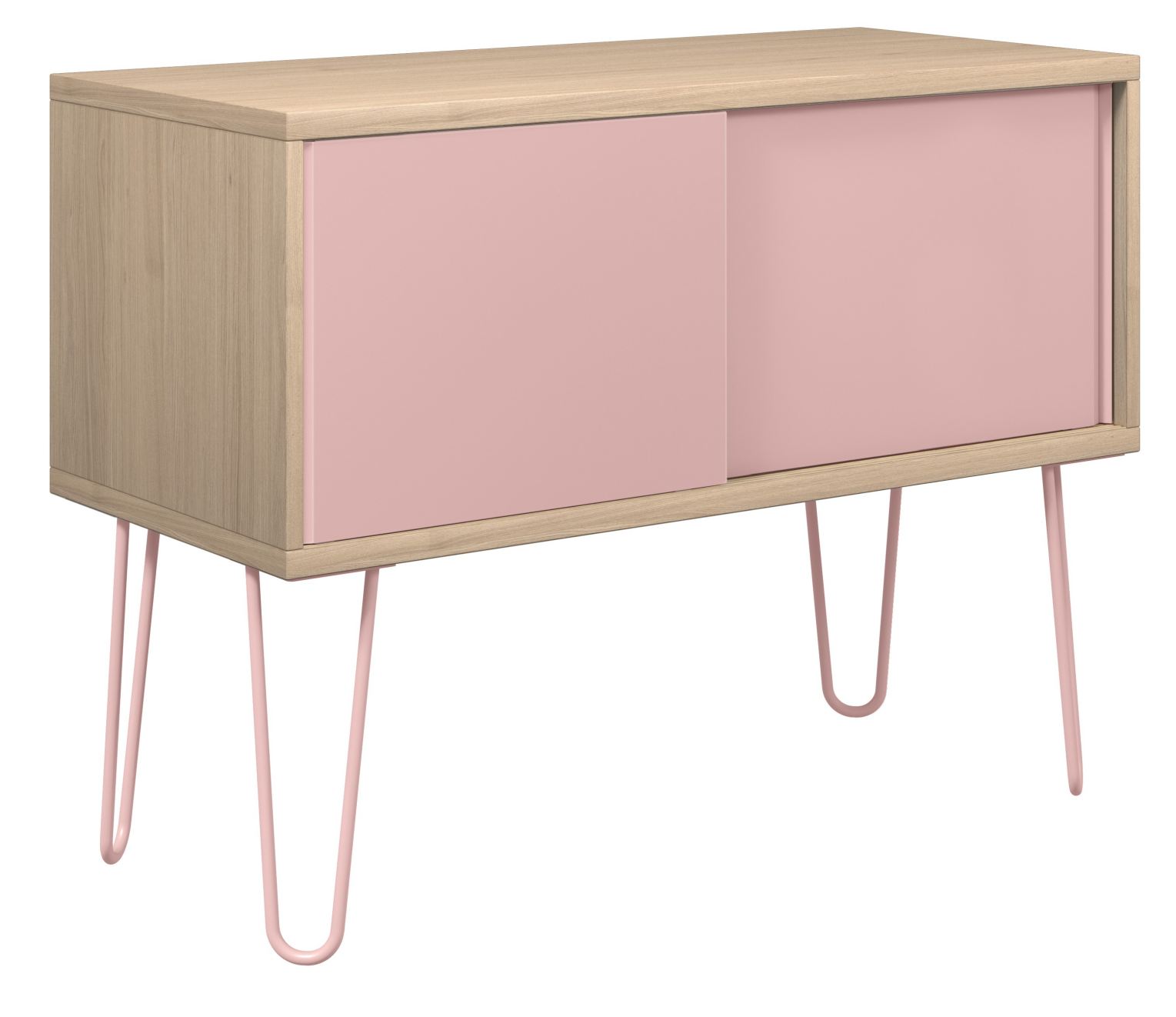 elegantes Büro-Sideboard Eiche /  pastellpink von Bisley