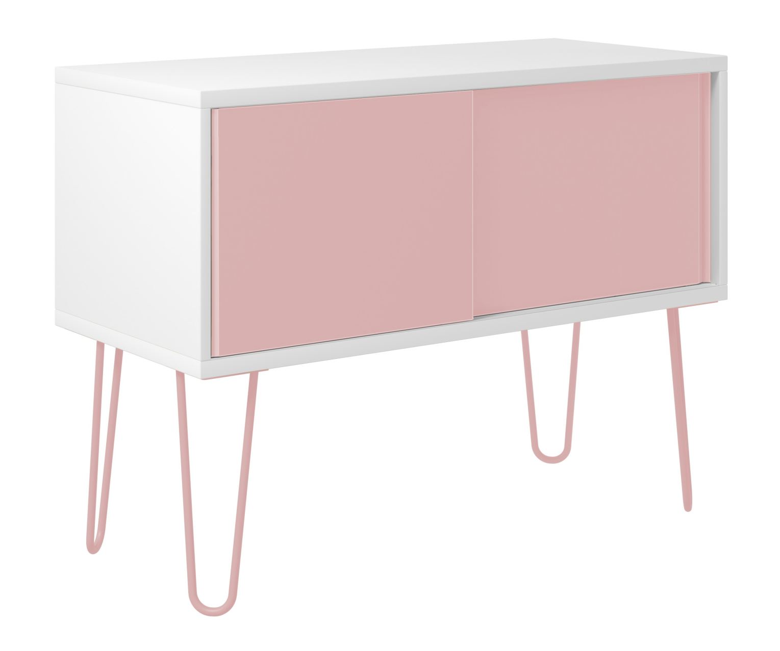 Günstiges Bisley-Sideboard weiß / pink Schiebetüren aus Stahl