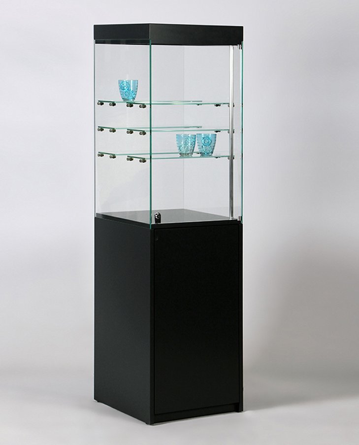 Sockelvitrine (Sockelhöhe = 100 cm) mit Glashaube und 6 Einlegeböden