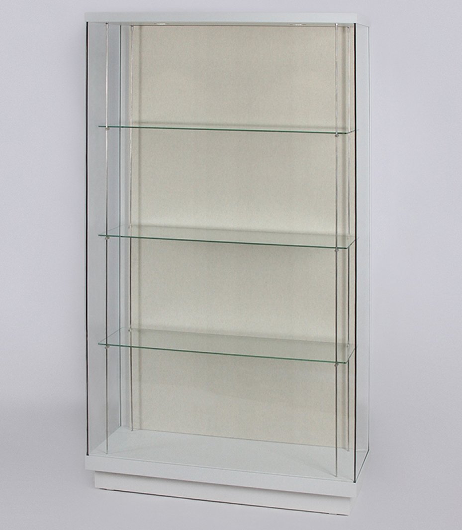 Schrankvitrine ohne Türen mit verschraubter Glasfront