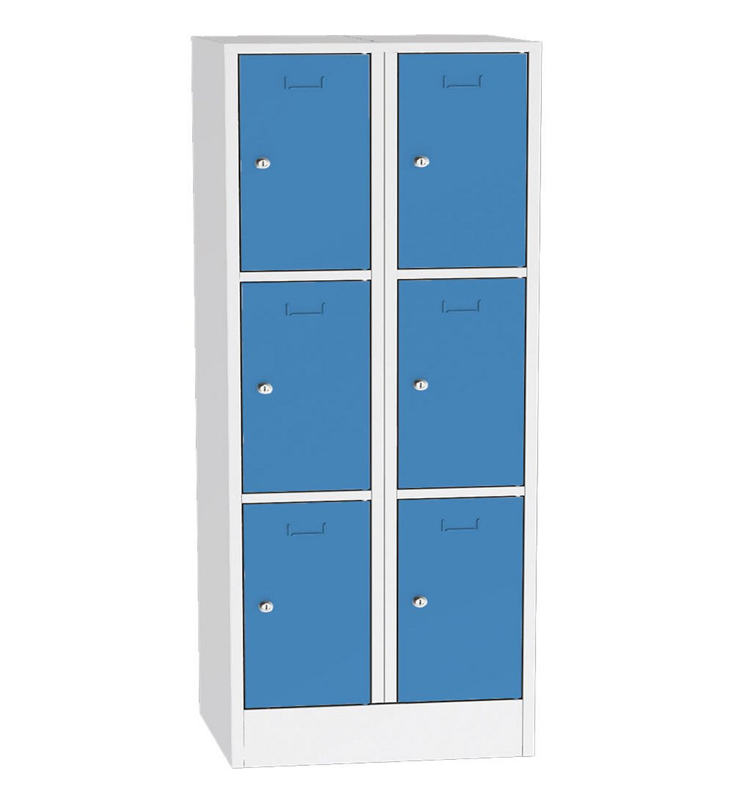 massiver Schließfach-Stahlschrank 80 x 185 cm mit 6 Schließfächer