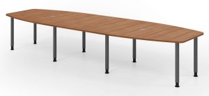 preiswerter Besprechungstisch 400 x 130 cm massiv Tischplatten mit  Kabeldurchlässen