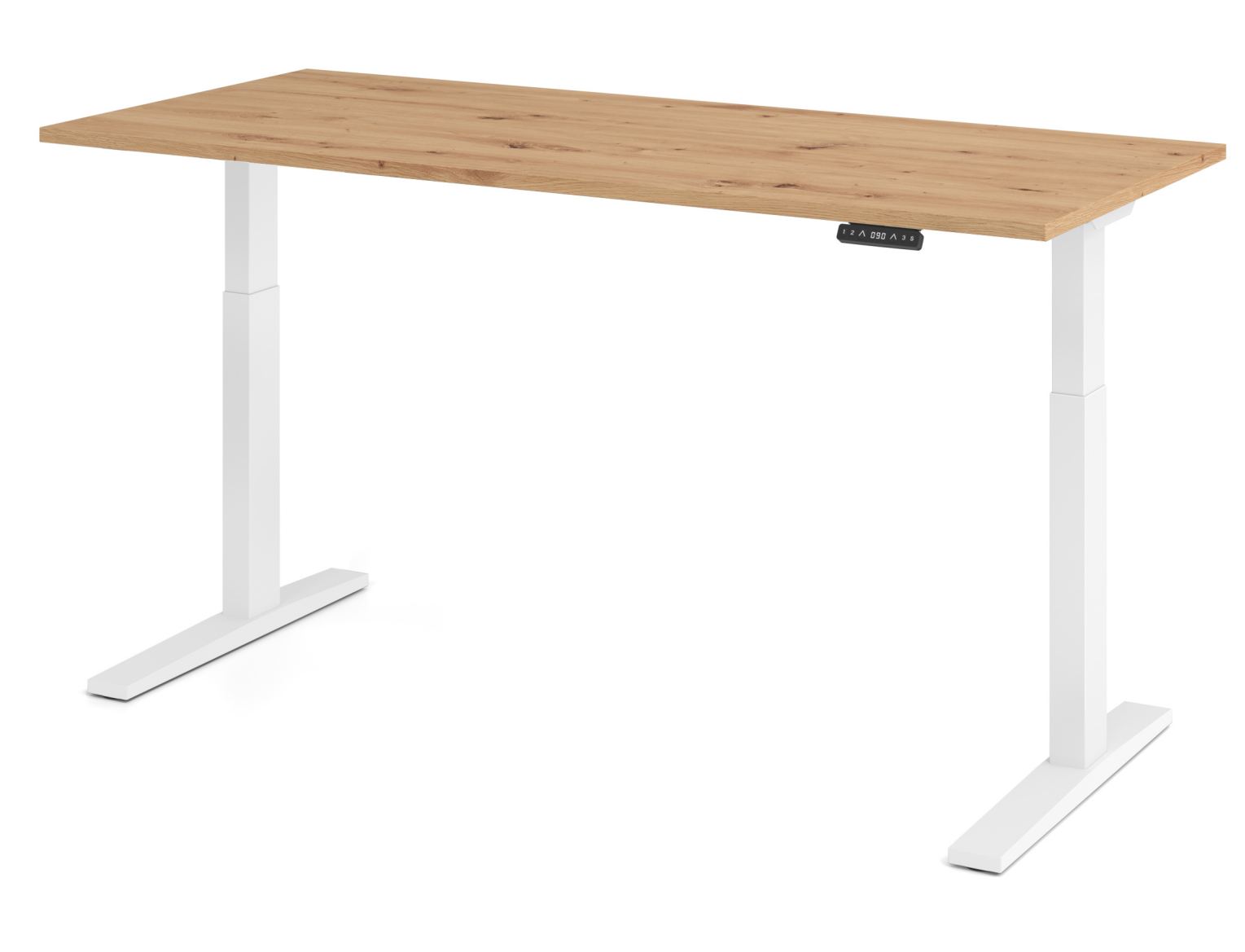 günstiger Sitz-Stehschreibtisch von Hammerbacher massives T-Fuß-Stahlgestell weiß günstiger Sitz-Stehschreibtisch von Hammerbacher massive T-Fuß-Stahlgestell weiß