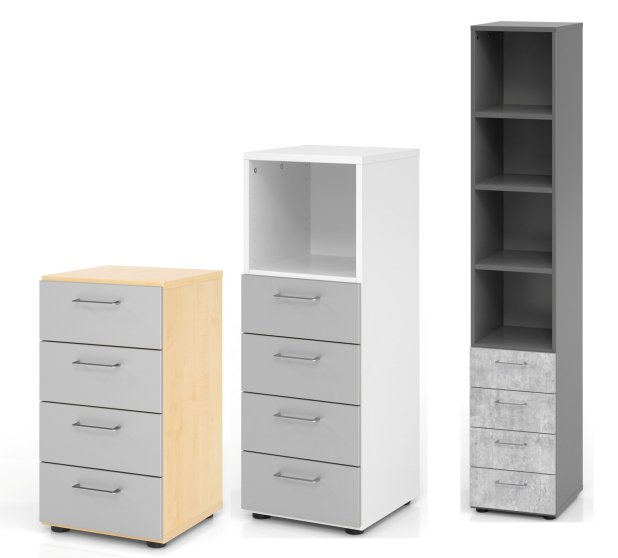 moderner robuster Büroschrank: mit nicht abschließbaren Schubladen
