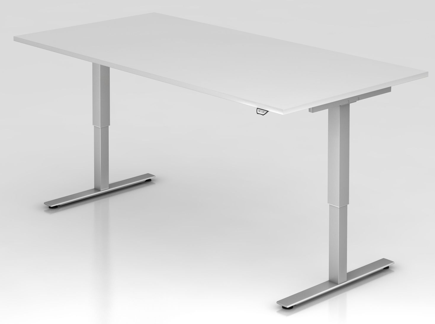Sitz-Stehbüroarbeitstisch mit großer Tischplatte breiter Kabelkanal