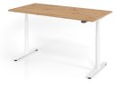 Sitz-Stehbürotisch Tischplatte Beton-Optik / Stahlgestell silber
