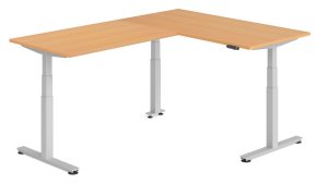 großflächiger, winkelförmiger Sitz-hochwertiger Sitz-Stehschreibtisch winkelförmig