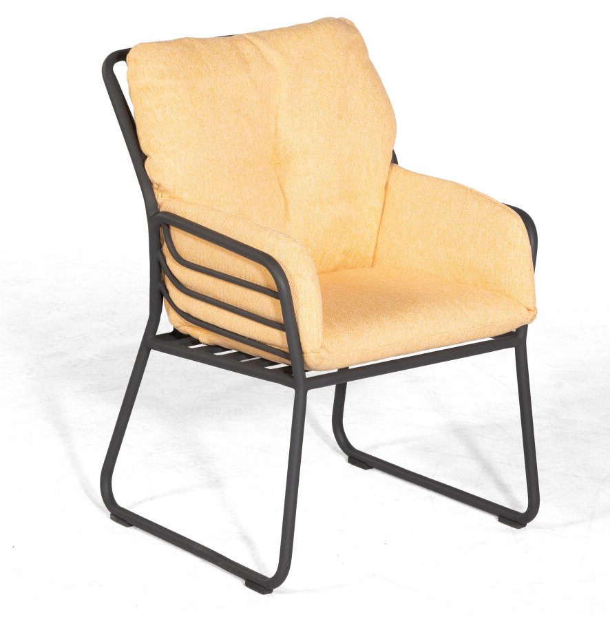 anthrazitfarbener Aluminium-Gartenstuhl
mit komfortablen Auflagekissen