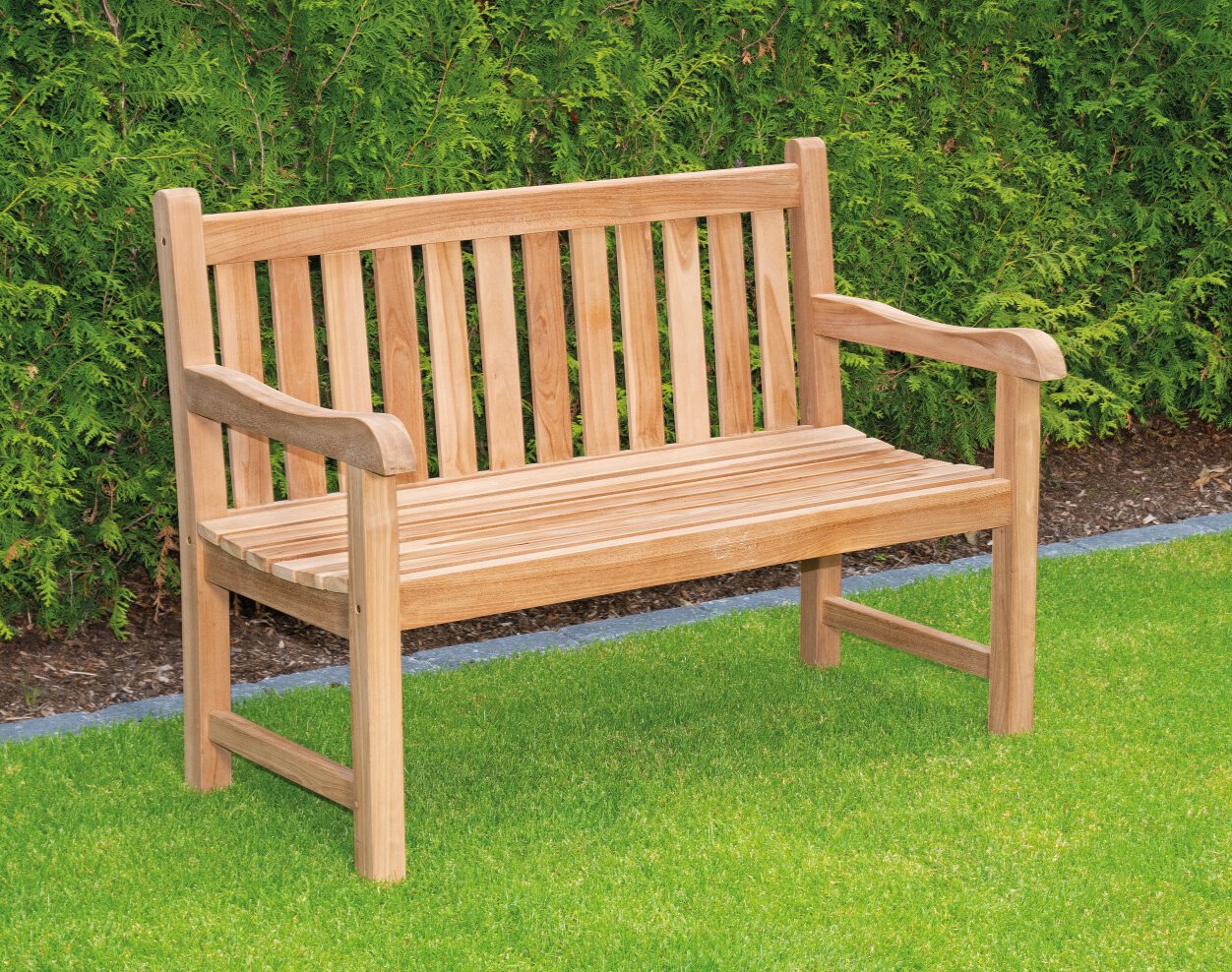 wetterfeste Zweisitzer-Teak-Gartenbank