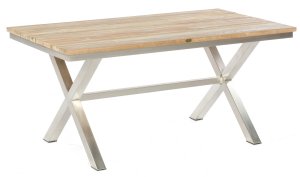 konfigurierbarer Gartentisch: Tischplatte Teak, Tischgestell Edelstahl