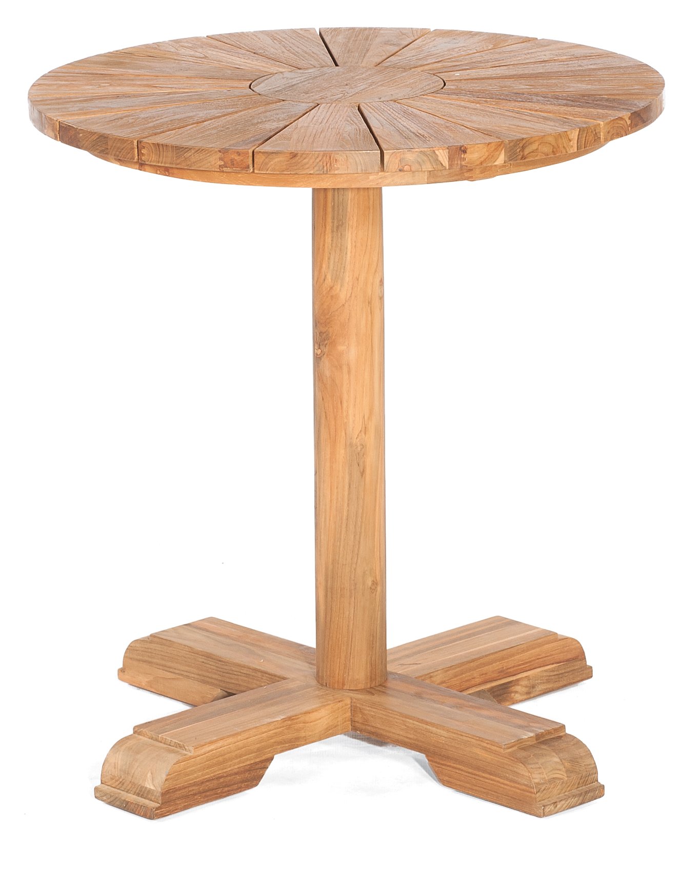 runder Old Teak-Massivholz-Gartentisch Durchmesser Tischplatte 70 cm