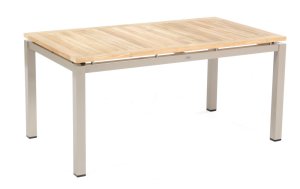 Gartentisch 160 x 90 cm Alu-Tischgestell champagnerfarben Teak-Tischplatte