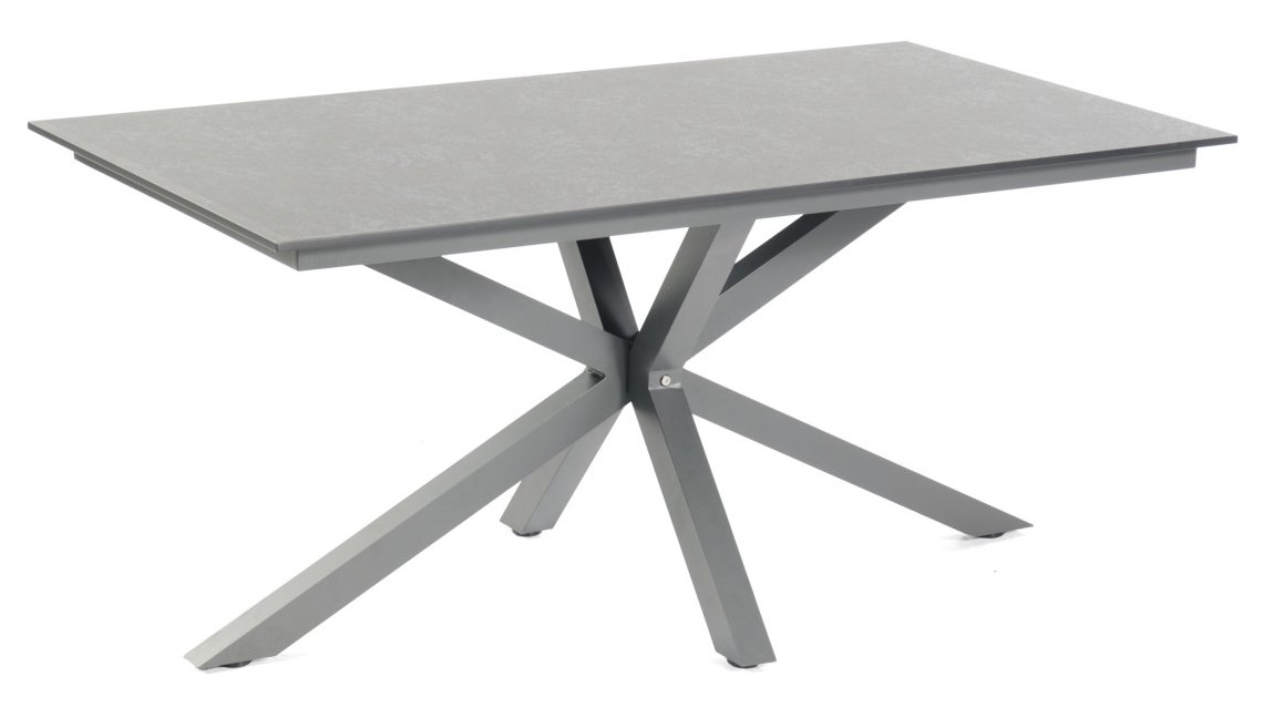 Gartentisch 160 x 90 cm  sternförmiges Tischgestell HPL-Tischplatte in Betonoptik