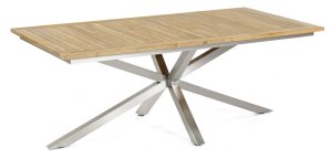 massiver Gartentisch sternförmiges Metallgestell Tischplatte Teak-Massivholz