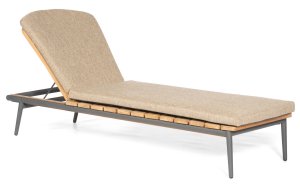 bequeme Gartenliege aus Teak-Massivholz und Aluminium anthrazit 