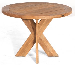 wetterfester Teak-Gartentisch mit runder Tischplatte Durchmesser = 120 cm