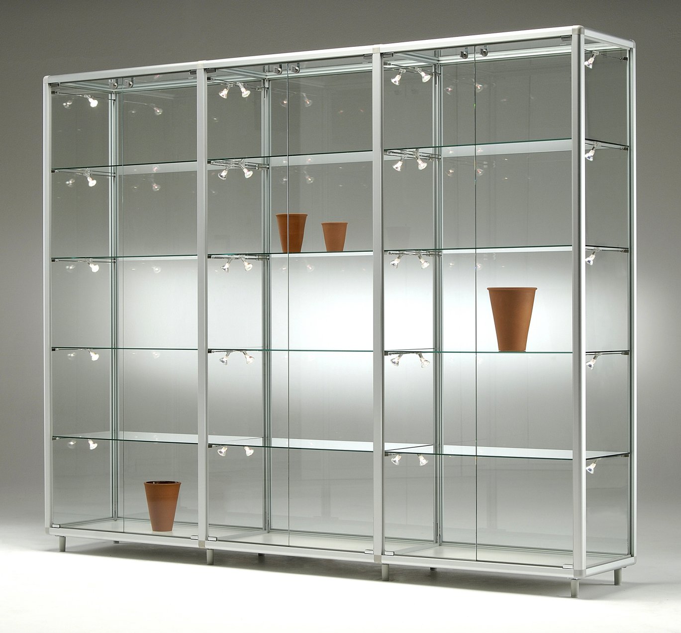 230 cm breite Sicherheitsglas-Schrankvitrine abschließbar robust