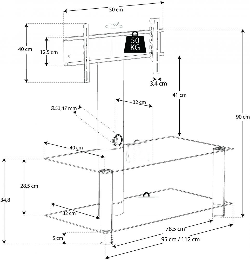 Detailskizze TV-Standfuß Valeni