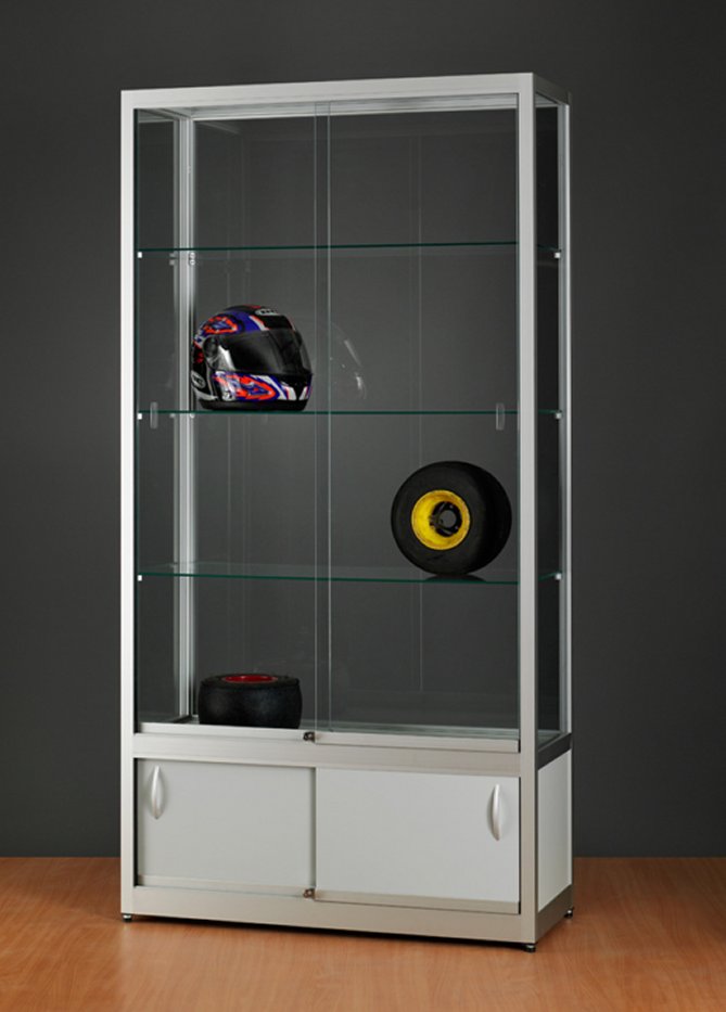 preiswerte Sicherheitsglas-Shopvitrine 120 x 40 x 197 cm mit Unterschrank abschließbar