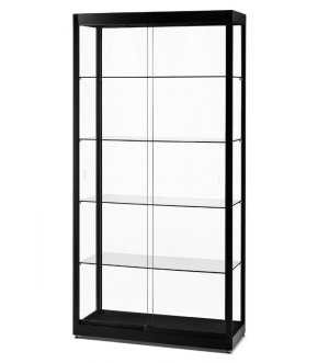 schwarze Standvitrine 100 x 40 x 200 cm bruchfest Sicherheitsglas, LED-Deckenbeleuchtung