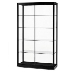 große Standvitrine schwarz 120 x 40 x 200 cm mit justierbaren LED-Deckenspots