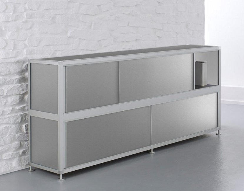 elegantes Aluminium-Sideboard Büroschrank mit  Schiebetüren