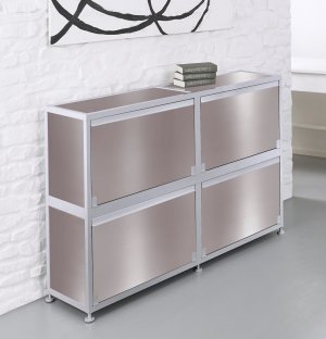 Klapptüren-Bürosideboard mit 4 abschließbaren Klapptüren Edelstahl