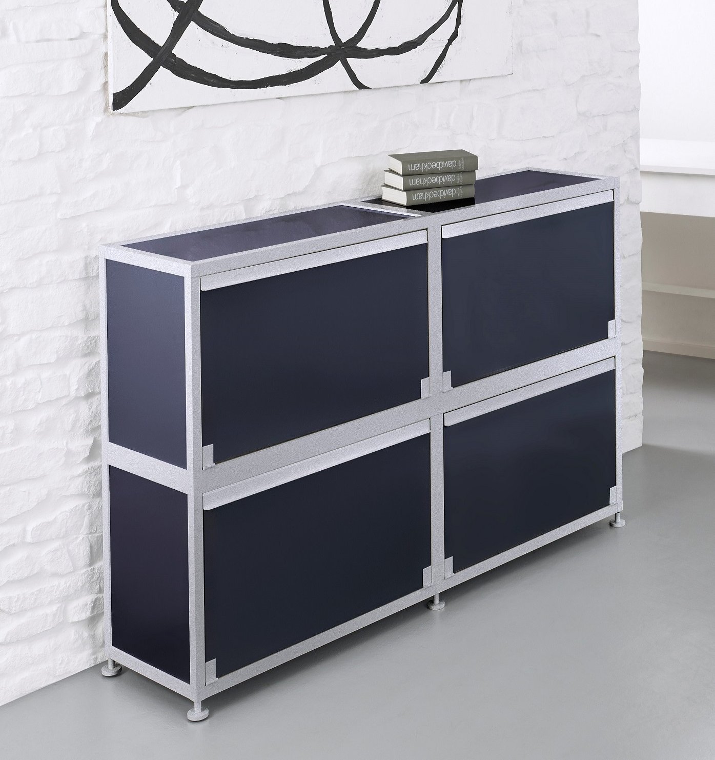 Büro-Sideboard anthrazit mit abschließbaren Klapptüren