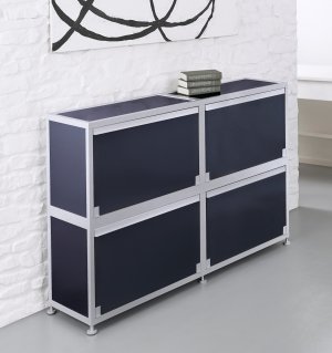 Büro-Sideboard anthrazit mit abschließbaren Klapptüren